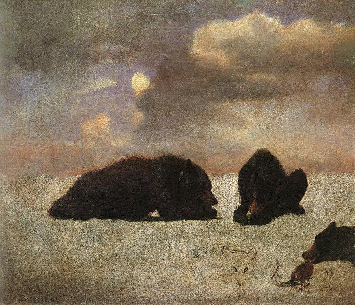 Albert Bierstadt Grizzly bears China oil painting art